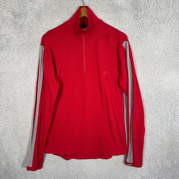 Icebreaker Shirt Bodyfit 260 Pullover Base Layer Merino Wool Mens Large Red - Picture 1 of 9